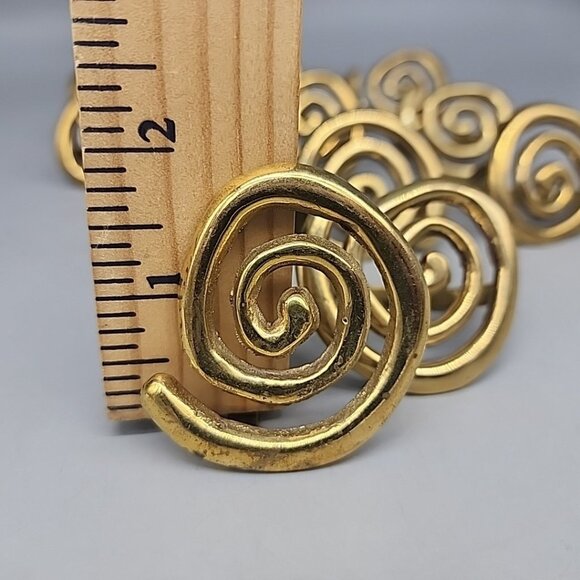 Vintage Brass Gold Metal Swirl Napkin Rings Set Of 10 - Picture 4 of 4